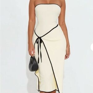 Elegant Cream Strapless Dress